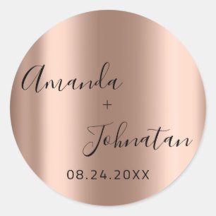 Pegatina Redonda Garden Skinny Simple Name Date Black Classic Round