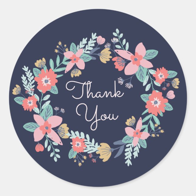 Pegatina Redonda Garden Wreath Baby Shower (Anverso)