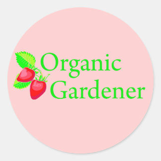 Pegatina Redonda Gardener orgánico - Fresas