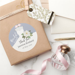 Pegatina Redonda Gardenia Bride Boda Gown Bridal Shower