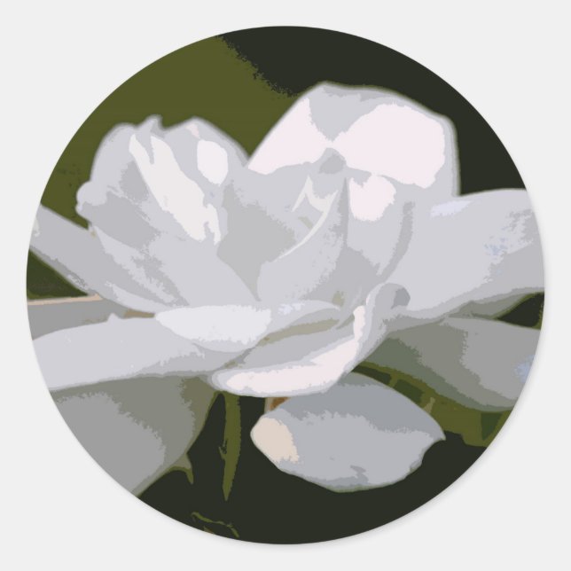 Pegatina Redonda Gardenia Elegance (Anverso)