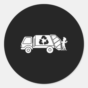 Pegatina Redonda Garge Truck Reciclaje Residuos Reciclador Trash Co