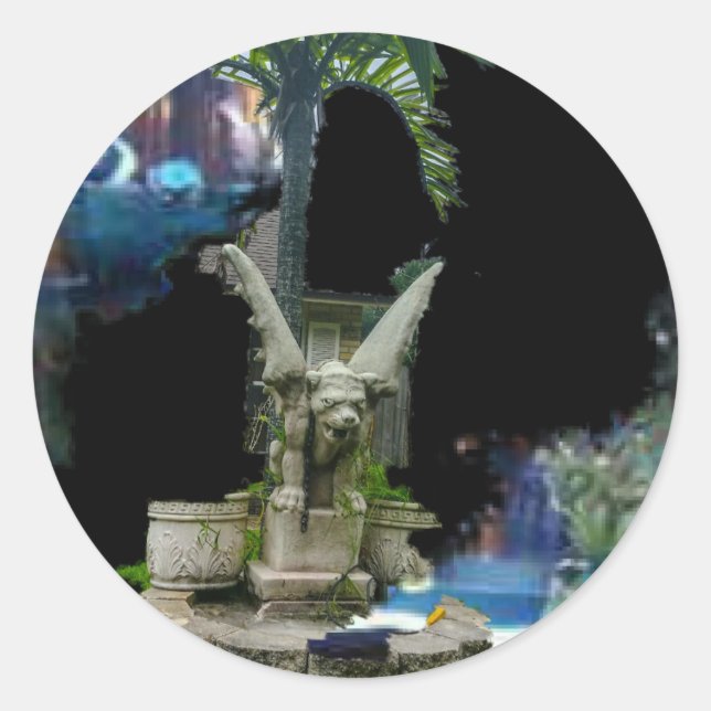 Pegatina Redonda Gargoyle (Anverso)