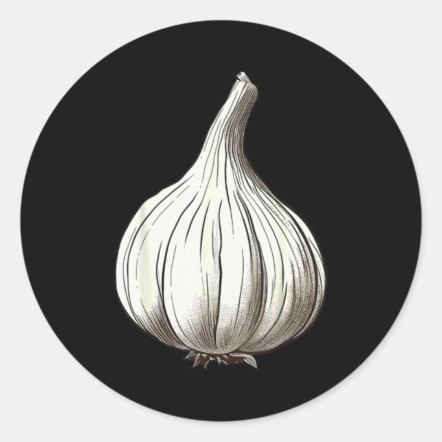 Pegatina Redonda Garlic Lazy Easy Funny Matching Halloween Costume  (Anverso)