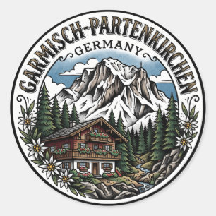 Pegatina Redonda Garmisch-Partenkirchen Alemania