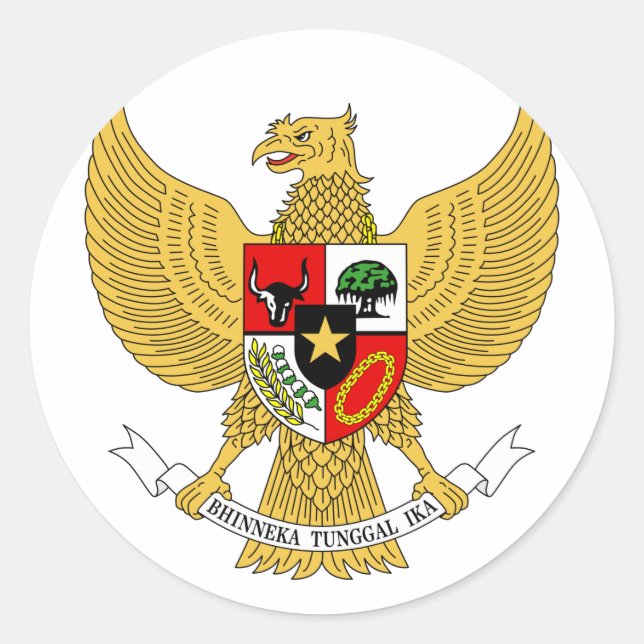 Pegatina Redonda Garuda Pancasila, t Arms Indonesia, Indonesia (Anverso)
