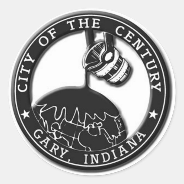 Pegatina Redonda Gary, Indiana Seal (Anverso)