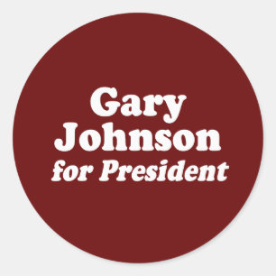 PEGATINA REDONDA GARY JOHNSON PARA PRESIDENTE