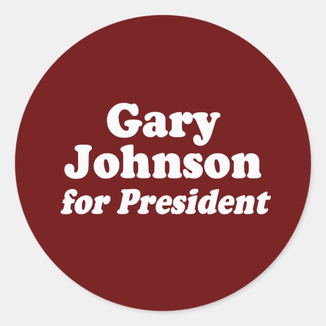 PEGATINA REDONDA GARY JOHNSON PARA PRESIDENTE (Anverso)