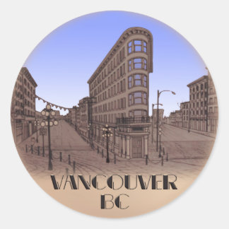 Pegatina Redonda Gastan arte emblemático en Vancouver, Canadá, Pega
