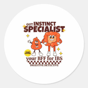 Pegatina Redonda Gastroenterólogo Retro Intestino Regalo Ibs Gi Enf
