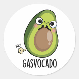 Pegatina Redonda Gasvocado Funny Farting Aguacate Pun