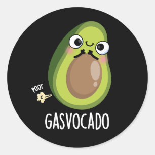 Pegatina Redonda Gasvocado Funny Farting Aguacate Pun Dark BG