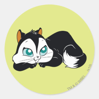 Pegatina Redonda Gatito adorable Pussyfoot