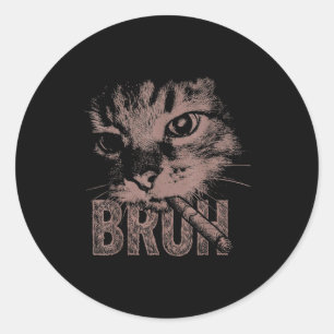 Pegatina Redonda Gatito con cigarrillo divertido meme de gato estúp
