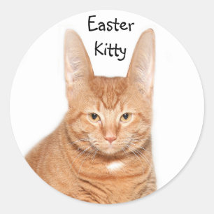 Pegatina Redonda Gatito de Pascua