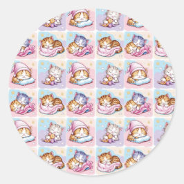 Pegatina Redonda Gatito de Sueños Classic Round