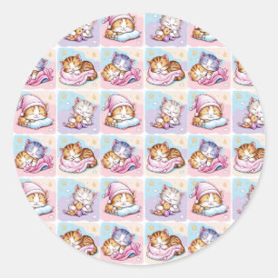 Pegatina Redonda Gatito de Sueños Classic Round