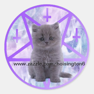 Pegatina Redonda gatito del satanist para hoisington6