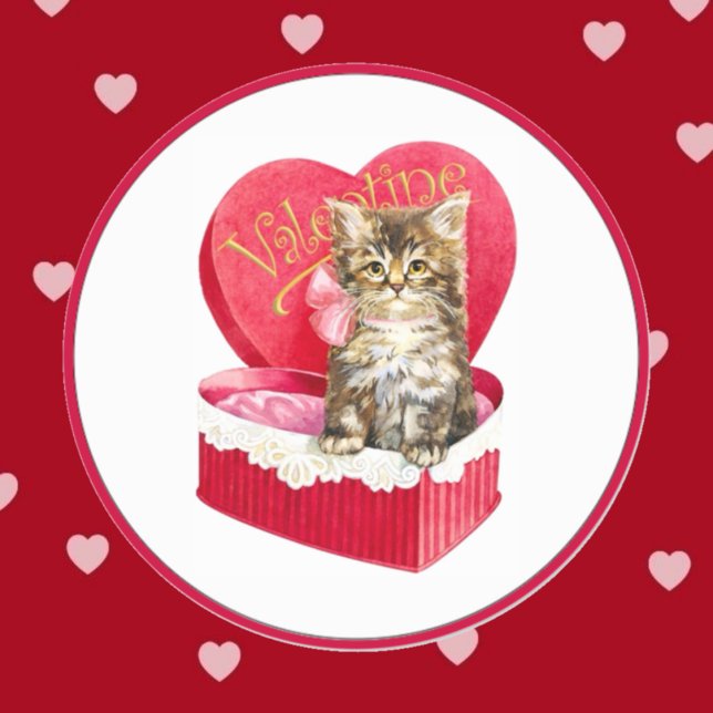 Pegatina Redonda Gatito en caja de caramelos (Subido por el creador)