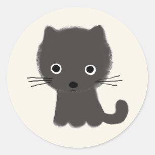 Pegatina Redonda Gatito Gris