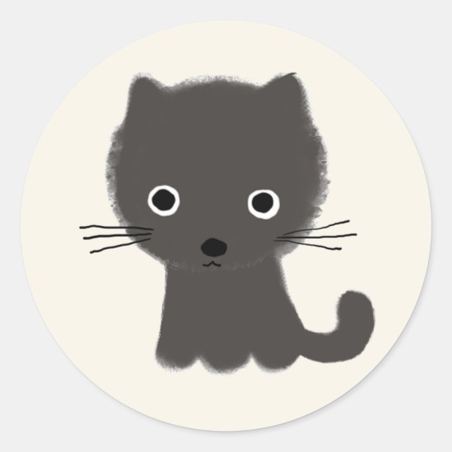 Pegatina Redonda Gatito Gris (Anverso)