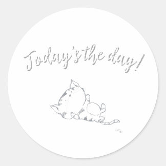Pegatina Redonda Gatito Juguetón - ¡Es el día de hoy!