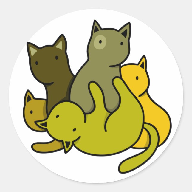 Pegatina Redonda Gatitos de oliva (Anverso)