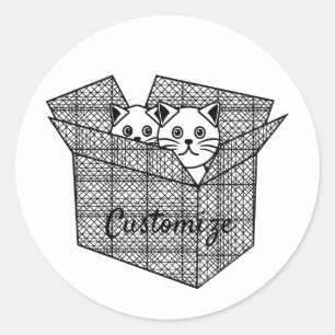 Pegatina Redonda Gatitos en una caja Thunder_Cove