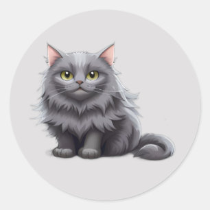 Pegatina Redonda Gatitos kawaii, mascotas y animales