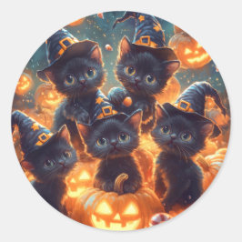 Pegatina Redonda Gatitos negros