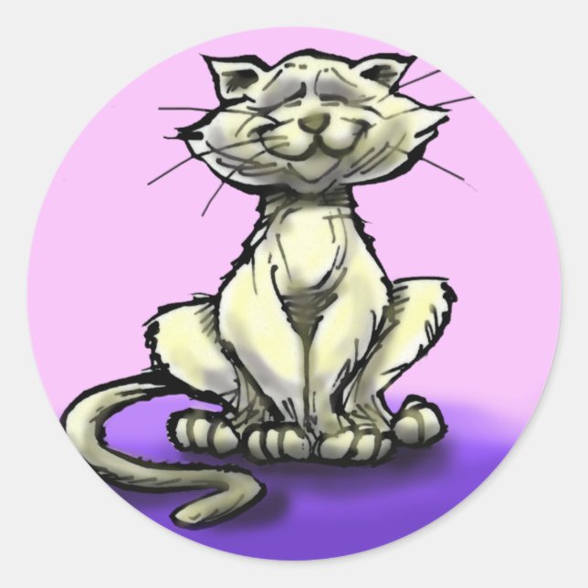 Pegatina Redonda Gato (Anverso)