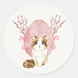 Pegatina Redonda Gato Adorable Sakura