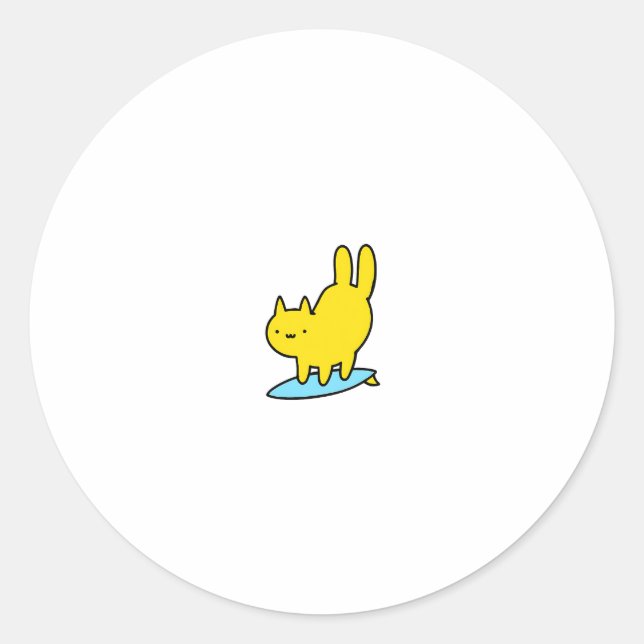 Pegatina Redonda Gato adorable surfeando (Anverso)