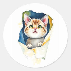 Pegatina Redonda Gato Adorable: Un diseño perfecto de la 🐾 de la ✨