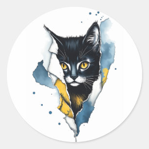 Pegatina Redonda Gato Adorable: Un diseño perfecto de la 🐾 de la ✨