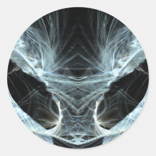 Pegatina Redonda Gato Alien. Fantasía mística Art Fractal.