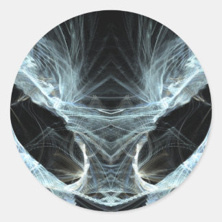Pegatina Redonda Gato Alien. Fantasía mística Art Fractal.