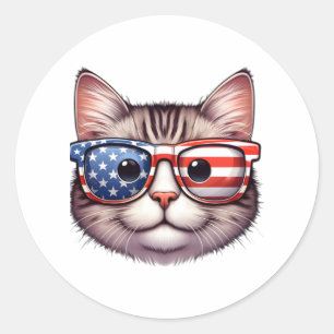 Pegatina Redonda Gato americano - Un billete divertido para los ama