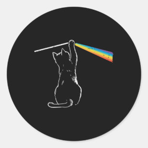 Pegatina Redonda Gato Arcoiris Luz Guay Prisma Ciencia Hombres Espe