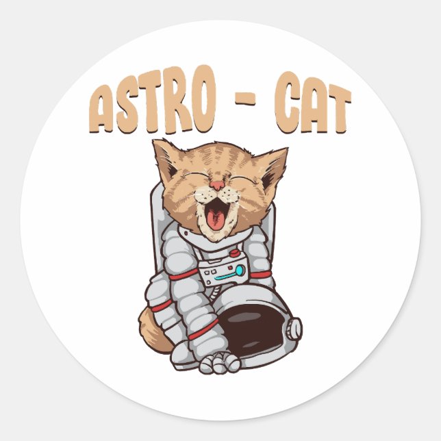 Pegatina Redonda Gato Astro (Anverso)