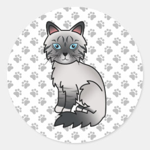 Pegatina Redonda Gato atigrado azul Birman / Ragdoll adorable & pat