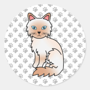 Pegatina Redonda Gato atigrado rojo Birman / Ragdoll Lindo Gato & H