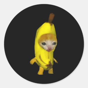 Pegatina Redonda Gato bananero lindo Bananacat Meme Kitty Cat Lov