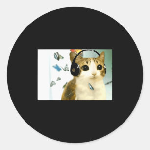 Pegatina Redonda Gato Búho Divertido Maldito Meme Divertido Tendenc