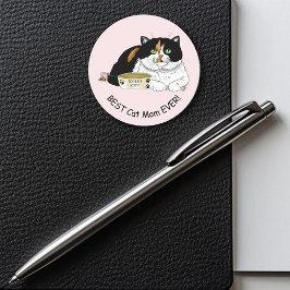 Pegatina Redonda Gato Calico del Día de la Madre