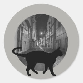 Pegatina Redonda Gato callejero