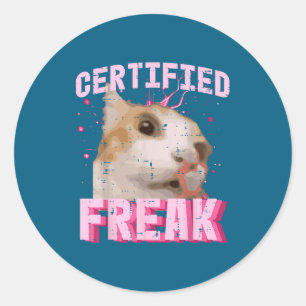 Pegatina Redonda Gato certificado friki divertido dicho gatito muje