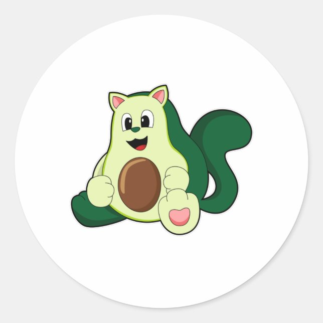 Pegatina Redonda Gato como aguacate (Anverso)
