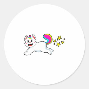 Pegatina Redonda Gato como unicornio